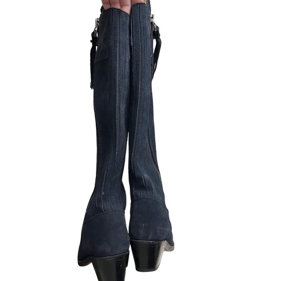 Fairfax and Favor Navy Suede Regina Chunky Heeled Boot Sz 36 - Picture 3 of 9